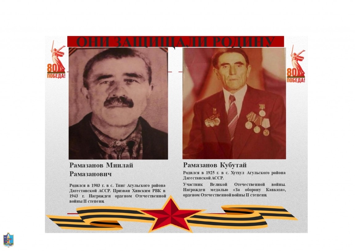 23 .Рамазанов Миилай Рамазанович, Рамазанов Кубутай Ветераны Великой Отечественной войны.