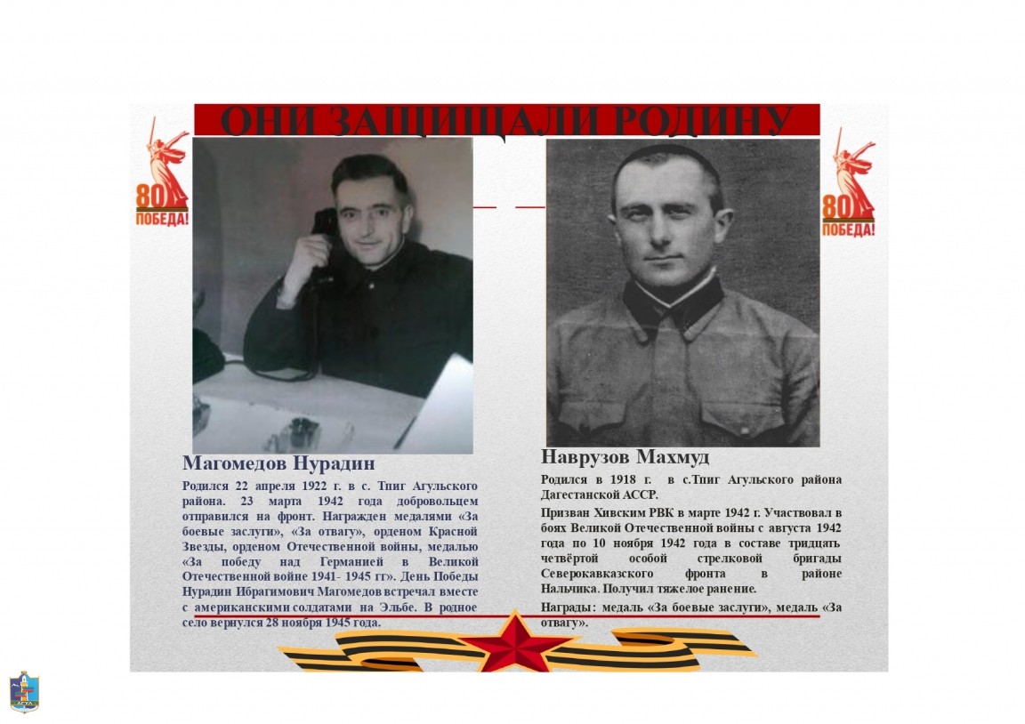 22 .Магомедов Нурадин, Наврузов Махмуд Ветераны Великой Отечественной войны.