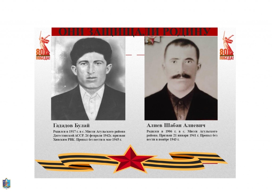 19 .Гададов Булай, Алиев Шабан Алиевич Ветераны Великой Отечественной войны.